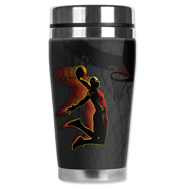 20-Ounce Stainless Steel Travel Mug with Insulated Wetsuit Cover Mugzie MAX Basketball Dunk 